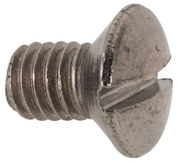Value Collection - M6x1.00 Metric Coarse, 8mm OAL Slotted Drive Machine Screw - Flat Head, Grade 316 & A4 Stainless Steel, Uncoated, Without Washer - Apex Tool & Supply