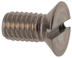 Value Collection - M6x1.00 Metric Coarse, 12mm OAL Slotted Drive Machine Screw - Flat Head, Grade 316 & A4 Stainless Steel, Uncoated, Without Washer - Apex Tool & Supply