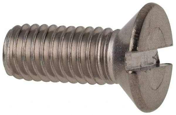 Value Collection - M6x1.00 Metric Coarse, 16mm OAL Slotted Drive Machine Screw - Flat Head, Grade 316 & A4 Stainless Steel, Uncoated, Without Washer - Apex Tool & Supply