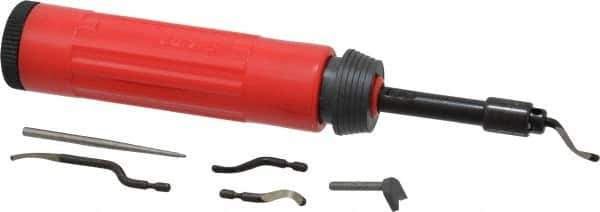 Shaviv - 8 Piece High Speed Steel Blade Hand Deburring Tool Set - B12 Blades, For Flat Surface, Hole Edge, Straight Edge - Apex Tool & Supply