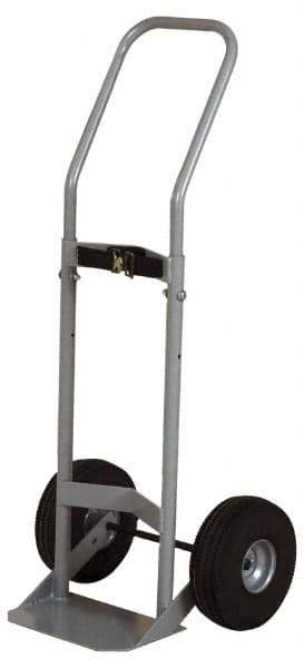 Made in USA - 47" OAH Cylinder Hand Truck - Swept Back Handle, Steel, Full Pneumatic Wheels - Apex Tool & Supply