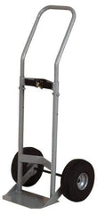 Made in USA - 47" OAH Cylinder Hand Truck - Swept Back Handle, Steel, Full Pneumatic Wheels - Apex Tool & Supply