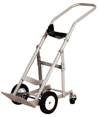Made in USA - 47" OAH Cylinder Hand Truck - Swept Back Handle, Steel, Semi-Pneumatic Wheels - Apex Tool & Supply