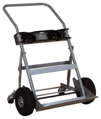 Made in USA - 47" OAH Cylinder Hand Truck - Swept Back Handle, Steel, Full Pneumatic Wheels - Apex Tool & Supply