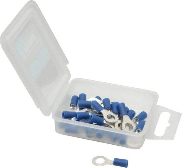 Ideal - 16-14 AWG Partially Insulated Crimp Connection Circular Ring Terminal - 1/4" Stud, 1.055" OAL x 0.394" Wide, Tin Plated Brass Contact - Apex Tool & Supply