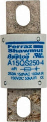 Ferraz Shawmut - 150 VAC/VDC, 250 Amp, Fast-Acting Semiconductor/High Speed Fuse - Bolt-on Mount, 2-21/32" OAL, 100 at AC, 50 at DC kA Rating, 1-1/8" Diam - Apex Tool & Supply