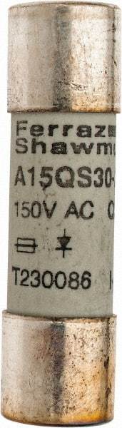 Ferraz Shawmut - 150 VAC/VDC, 30 Amp, Fast-Acting Semiconductor/High Speed Fuse - Clip Mount, 1-1/2" OAL, 100 at AC, 50 at DC kA Rating, 13/32" Diam - Apex Tool & Supply