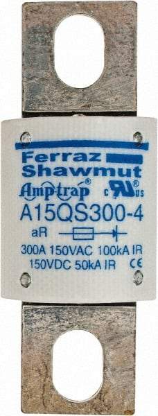 Ferraz Shawmut - 150 VAC/VDC, 300 Amp, Fast-Acting Semiconductor/High Speed Fuse - Bolt-on Mount, 2-21/32" OAL, 100 at AC, 50 at DC kA Rating, 1-1/8" Diam - Apex Tool & Supply