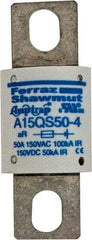 Ferraz Shawmut - 150 VAC/VDC, 50 Amp, Fast-Acting Semiconductor/High Speed Fuse - Bolt-on Mount, 2-21/32" OAL, 100 at AC, 50 at DC kA Rating, 1-1/8" Diam - Apex Tool & Supply