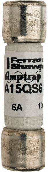 Ferraz Shawmut - 150 VAC/VDC, 6 Amp, Fast-Acting Semiconductor/High Speed Fuse - Clip Mount, 1-1/2" OAL, 100 at AC, 50 at DC kA Rating, 13/32" Diam - Apex Tool & Supply