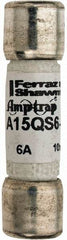 Ferraz Shawmut - 150 VAC/VDC, 6 Amp, Fast-Acting Semiconductor/High Speed Fuse - Clip Mount, 1-1/2" OAL, 100 at AC, 50 at DC kA Rating, 13/32" Diam - Apex Tool & Supply