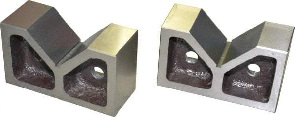 SPI - 3-1/16" Max Capacity, 90° Angle, Cast Iron V-Block - 6" Long x 2-7/16" Wide x 3-1/2" High, Sold as Matched Pair - Apex Tool & Supply