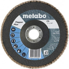 Metabo - 120 Grit, 6" Disc Diam, 7/8" Center Hole, Type 29 Zirconia Alumina Flap Disc - 10,200 Max RPM, Fiberglass Backing, Arbor Attaching System, Coated - Apex Tool & Supply