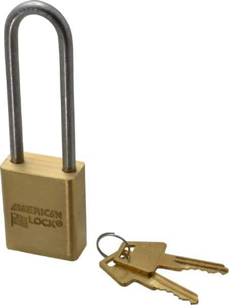 American Lock - 3/4" Shackle Clearance, Keyed Different Padlock - 1/4" Shackle Diam, Steel - Apex Tool & Supply