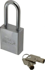 American Lock - 3/4" Shackle Clearance, Keyed Different Tubular Padlock - 5/16" Shackle Diam, Steel - Apex Tool & Supply