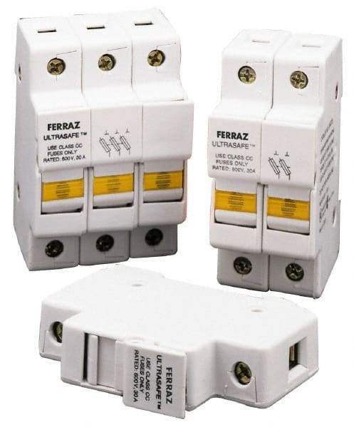 Ferraz Shawmut - 4 Pole, 1000 VDC and 800 VAC, 30 Amp, DIN Rail Mount Fuse Holder - Compatible with CC Class, 1-1/2 Inch Long x 2.76 Inch Wide and 13/32 Inch Diameter Fuse - Apex Tool & Supply