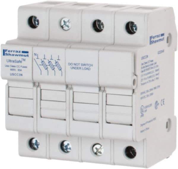 Ferraz Shawmut - 3 Pole, 600 VAC/VDC, 30 Amp, DIN Rail Mount Fuse Holder - Compatible with CC Class, 2.07 Inch Wide Fuse - Apex Tool & Supply