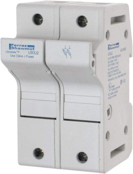 Ferraz Shawmut - 2 Pole, 600 VAC/VDC, 30 Amp, DIN Rail Mount Fuse Holder - Compatible with J Class, 58mm Long x 2.56 Inch Wide and 22mm Diameter Fuse - Apex Tool & Supply