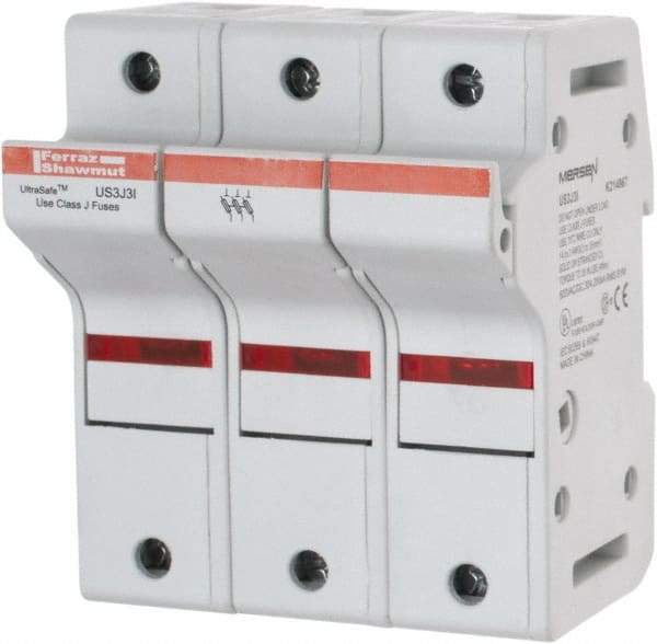 Ferraz Shawmut - 3 Pole, 600 VAC/VDC, 30 Amp, DIN Rail Mount Fuse Holder - Compatible with J Class, 58mm Long x 3.84 Inch Wide and 22mm Diameter Fuse - Apex Tool & Supply