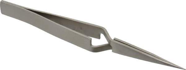 Value Collection - 4-1/2" OAL N0 Reverse Action Tweezers - Flat Tip - Apex Tool & Supply