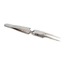 Value Collection - 4-3/4" OAL N5A Reverse Action Tweezers - Long Fine Offset Point - Apex Tool & Supply