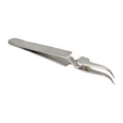 Value Collection - 4-11/32" OAL N7 Reverse Action Tweezers - Curved Fine Point - Apex Tool & Supply