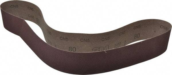 3M - 2-1/2" Wide x 48" OAL, 80 Grit, Aluminum Oxide Abrasive Belt - Aluminum Oxide, Medium, Coated, X Weighted Cloth Backing, Series 341D - Apex Tool & Supply