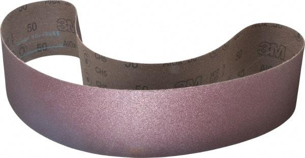 3M - 4" Wide x 54" OAL, 50 Grit, Aluminum Oxide Abrasive Belt - Aluminum Oxide, Coarse, Coated, X Weighted Cloth Backing, Series 341D - Apex Tool & Supply