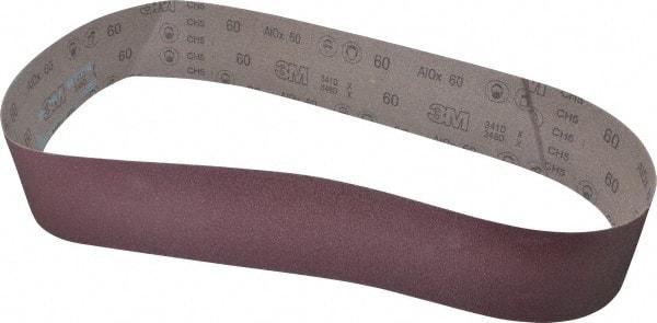 3M - 4" Wide x 60" OAL, 60 Grit, Aluminum Oxide Abrasive Belt - Aluminum Oxide, Medium, Coated, X Weighted Cloth Backing, Series 341D - Apex Tool & Supply