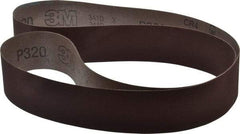 3M - 2" Wide x 60" OAL, 320 Grit, Aluminum Oxide Abrasive Belt - Aluminum Oxide, Extra Fine, Coated, X Weighted Cloth Backing, Series 341D - Apex Tool & Supply