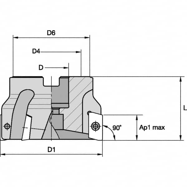 Kennametal - 63mm Cut Diam, 22mm Arbor Hole Diam, Indexable Square-Shoulder Face Mill - Apex Tool & Supply