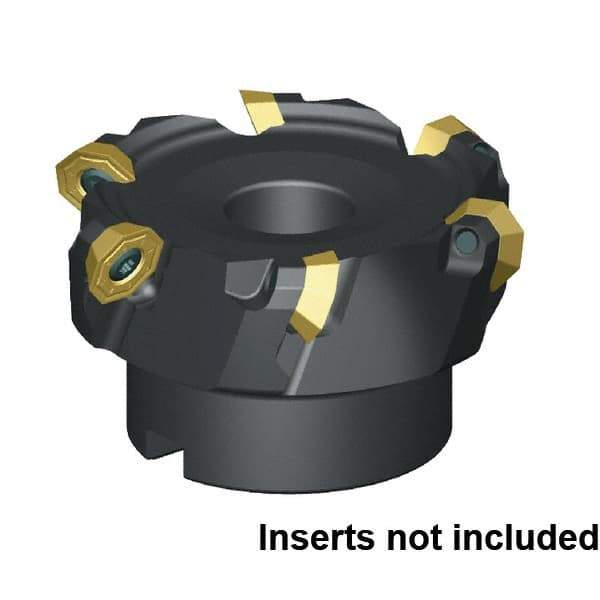 Kennametal - 4 Inserts, 1-1/2" Cut Diam, 1/2" Arbor Diam, 3.5mm Max Depth of Cut, Indexable Square-Shoulder Face Mill - 45° Lead Angle, 40mm High, OFPT06L5AFENGB Insert Compatibility, Through Coolant, Series KSOM - Apex Tool & Supply