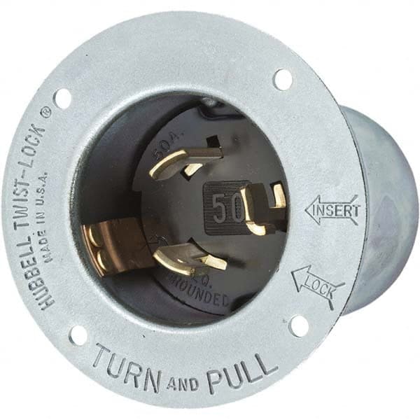 Hubbell Wiring Device-Kellems - 600 VAC 250 VDC 50A NonNEMA Industrial Twist Lock Inlet - Apex Tool & Supply