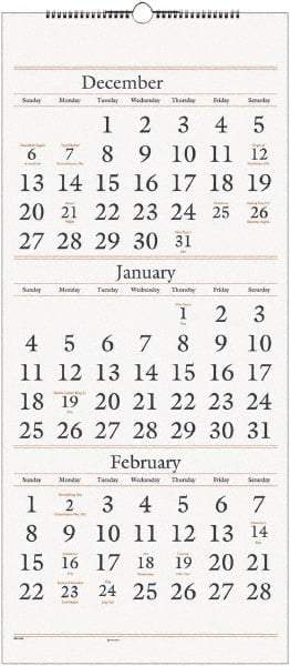 AT-A-GLANCE - 7 Sheet, 12 x 27", Wall Calendar - White - Apex Tool & Supply