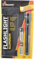 Ability One - Xenon Bulb, Industrial/Tactical Flashlight - Black Aluminum Body, 2 AA Batteries Included - Apex Tool & Supply