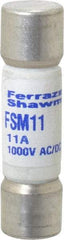 Ferraz Shawmut - 1,000 VAC/VDC, 11 Amp, Fast-Acting Multimeter Fuse - 38mm OAL, 20 at AC/DC kA Rating, 10.3mm Diam - Apex Tool & Supply
