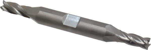 OSG - 1/4", 5/8" LOC, 3/8" Shank Diam, 3-3/8" OAL, 4 Flute, Solid Carbide Square End Mill - Double End, Uncoated, Spiral Flute, 30° Helix, Centercutting, Right Hand Cut, Right Hand Flute, Series 444 - Apex Tool & Supply