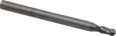 OSG - 3/32" Diam, 3/16" LOC, 4 Flute Solid Carbide Ball End Mill - Uncoated, Single End, 1-1/2" OAL, 1/8" Shank Diam, Spiral Flute - Apex Tool & Supply