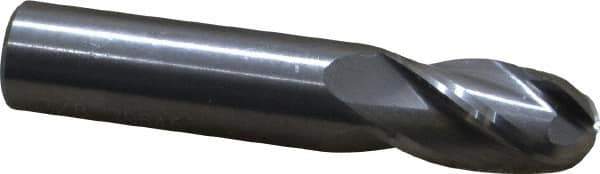 OSG - 3/8" Diam, 5/8" LOC, 4 Flute Solid Carbide Ball End Mill - Uncoated, Single End, 2" OAL, 3/8" Shank Diam, Spiral Flute - Apex Tool & Supply