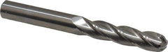OSG - 7/16" Diam, 2" LOC, 4 Flute Solid Carbide Ball End Mill - Uncoated, Single End, 4" OAL, 7/16" Shank Diam, Spiral Flute - Apex Tool & Supply