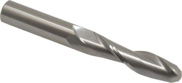 OSG - 1/2" Diam, 2" LOC, 2 Flute Solid Carbide Ball End Mill - Uncoated, Single End, 4" OAL, 1/2" Shank Diam, Spiral Flute - Apex Tool & Supply