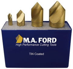 M.A. Ford - 4 Piece, 1/4 to 1" Head Diam, 60° Included Angle, Single End Countersink Set - Apex Tool & Supply