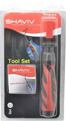 Shaviv - 4 Piece, High Speed Steel Blade, Back Hole Chamfer, Hand Deburring Tool Set - C Blade Holder, For Flat Surface, Hole Edge, Hole Inner Surface, Straight Edge - Apex Tool & Supply