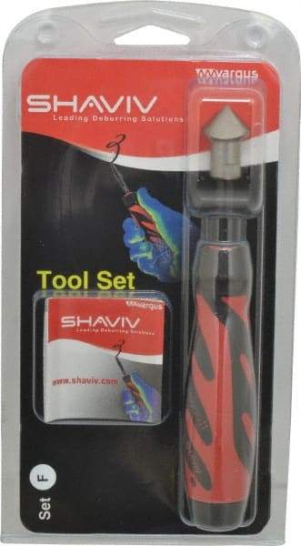Shaviv - 3 Piece, High Speed Steel Blade, Hand Deburring Tool Set - F Blade Holder, For Hole Edge - Apex Tool & Supply