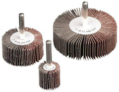 Camel Grinding Wheels - 2" Diam x 2" Face Width, Medium Aluminum Oxide Coated Mounted Flap Wheel - 1/4" Shank Mount, 60 Grit, 25,000 Max RPM - Apex Tool & Supply