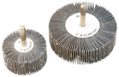 Camel Grinding Wheels - 3" Diam x 1" Face Width, Medium Zirconia Alumina Coated Mounted Flap Wheel - 1/4" Shank Mount, 60 Grit, Cloth Backing, 20,000 Max RPM - Apex Tool & Supply