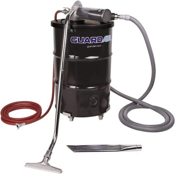 Guardair - 55 Gal Steel Tank, Air Powered Pneumatic Canister Wet/Dry Vacuum - 10 Peak hp, 20' Hose Fitting, Cartridge Filter, Accessories Included - Apex Tool & Supply