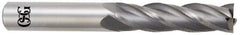 OSG - 1", 2-1/4" LOC, 1" Shank Diam, 5" OAL, 4 Flute, Solid Carbide Square End Mill - Single End, TiCN Finish, Spiral Flute, 30° Helix, Centercutting, Right Hand Cut, Right Hand Flute, Series 464 - Apex Tool & Supply