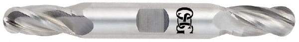 OSG - 11/32" Diam, 3/4" LOC, 4 Flute Solid Carbide Ball End Mill - Uncoated, Double End, 3-1/2" OAL, 3/8" Shank Diam, Spiral Flute - Apex Tool & Supply