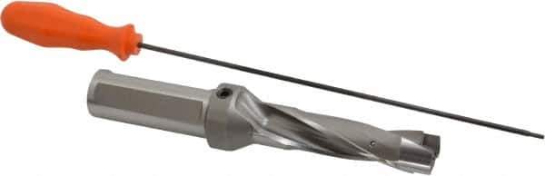 Kennametal - 26.59 to 27.09mm Diam, 3xD, 84.07mm Max Depth, 1-1/4" Shank Diam, 117.09mm Flute, 222.25mm OAL, Replaceable Tip Drill - KSEM1047 Insert, 6 Seat Size, Series KSEM - Apex Tool & Supply